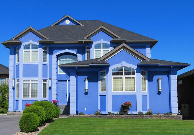 Guide to exterior house paint colors, two tones, blue